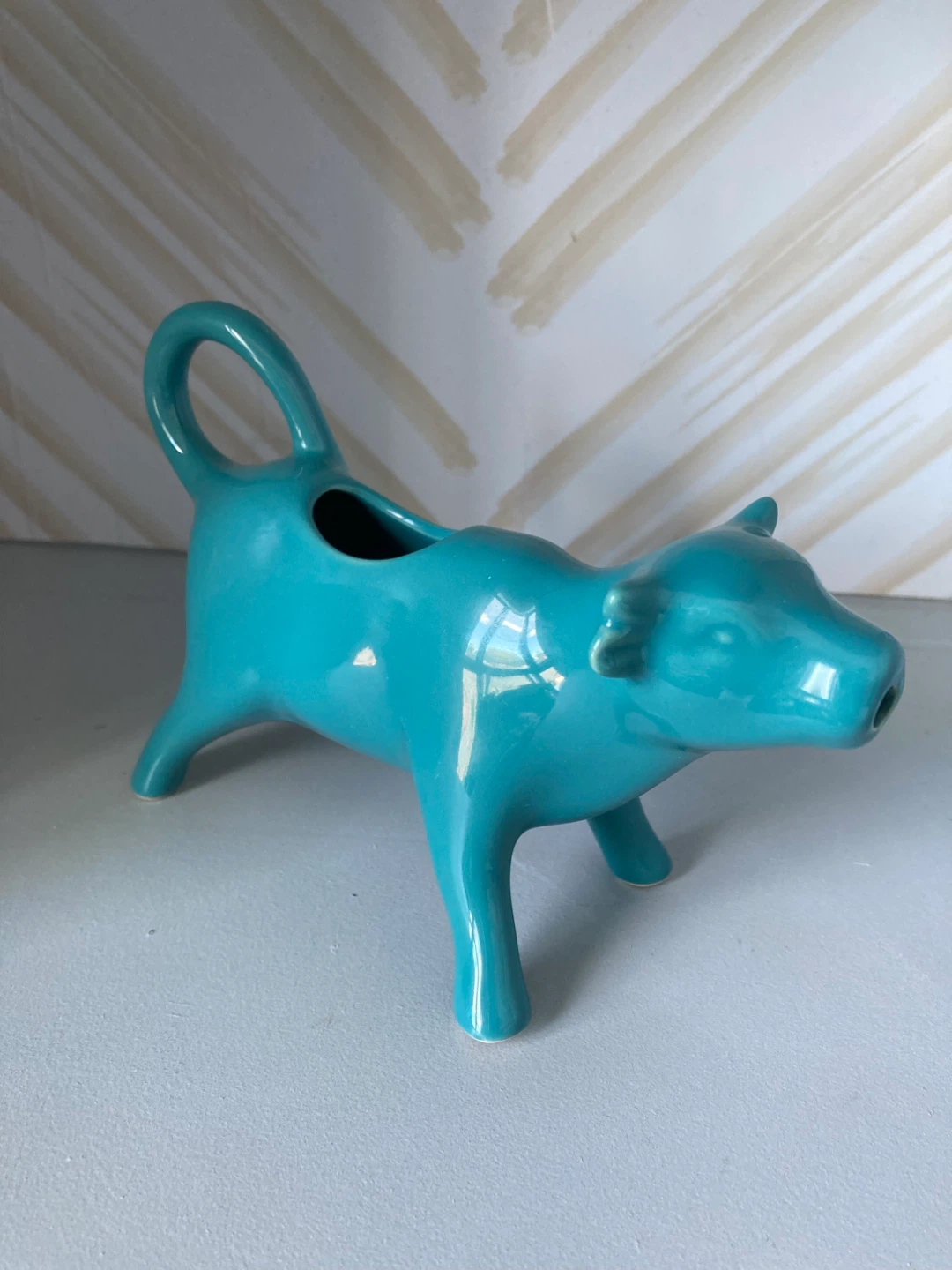 Teal ceramic cow creamer - photo 2