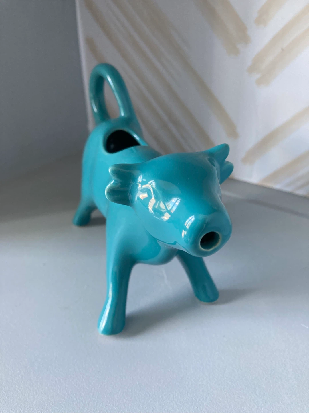 Teal ceramic cow creamer - photo 3