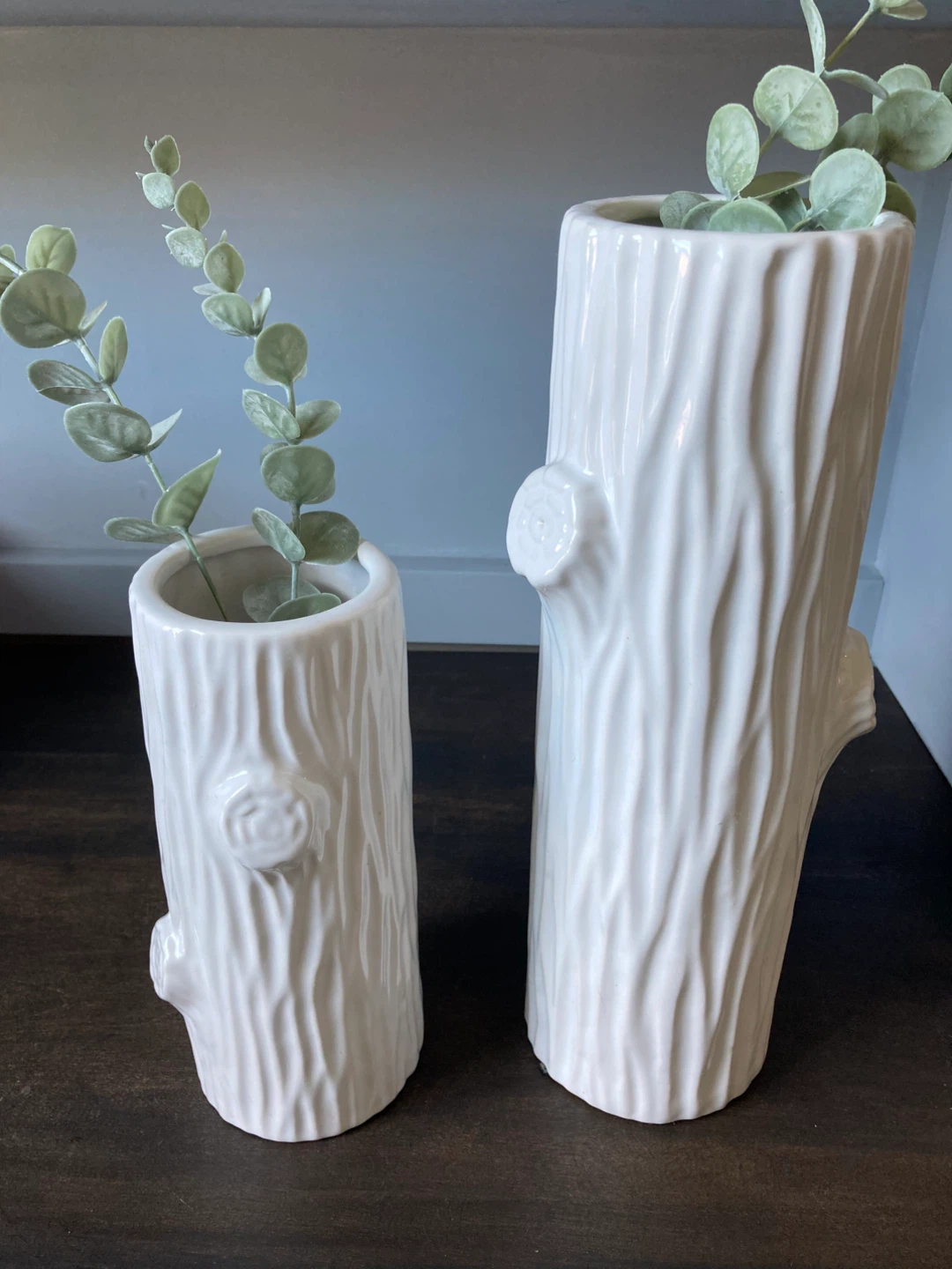 Tree bark ceramic vases