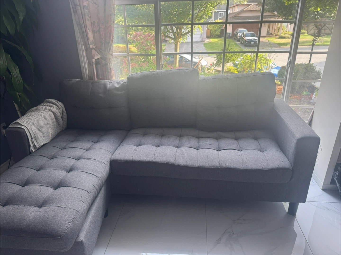 Small Grey Sectional Sofa - AS IS