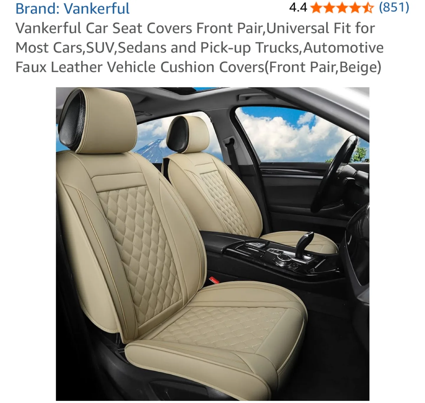 Vankerful Beige Car Seat Covers - Front Pair thumbnail