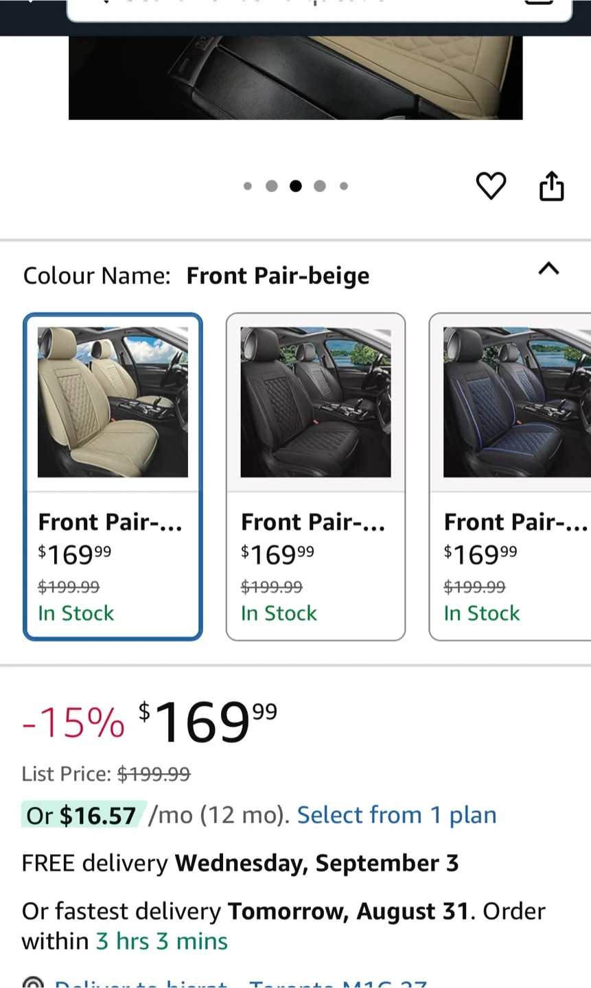 Vankerful Beige Car Seat Covers - Front Pair image indicator(4)