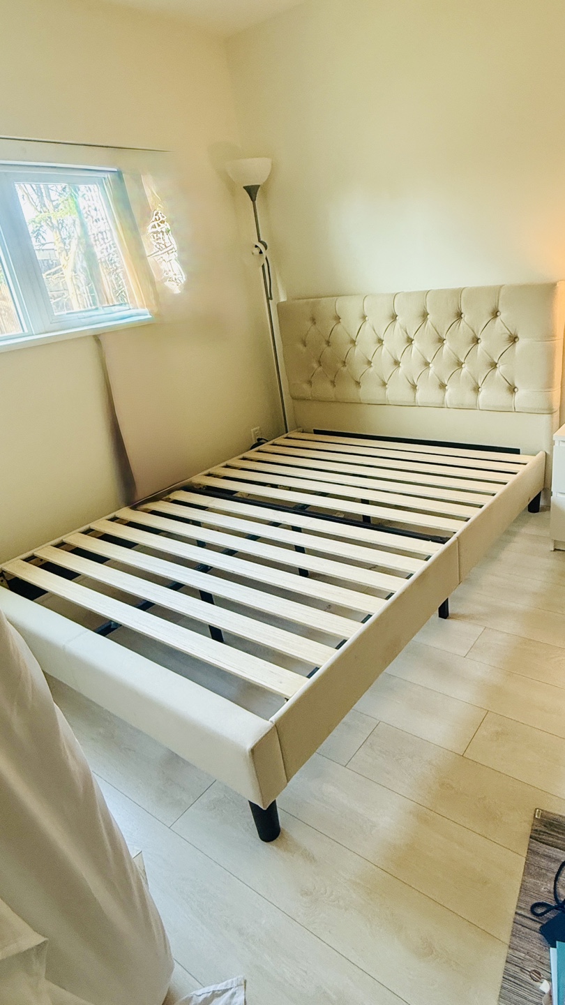Beige Tufted Queen Bed Frame - photo 2