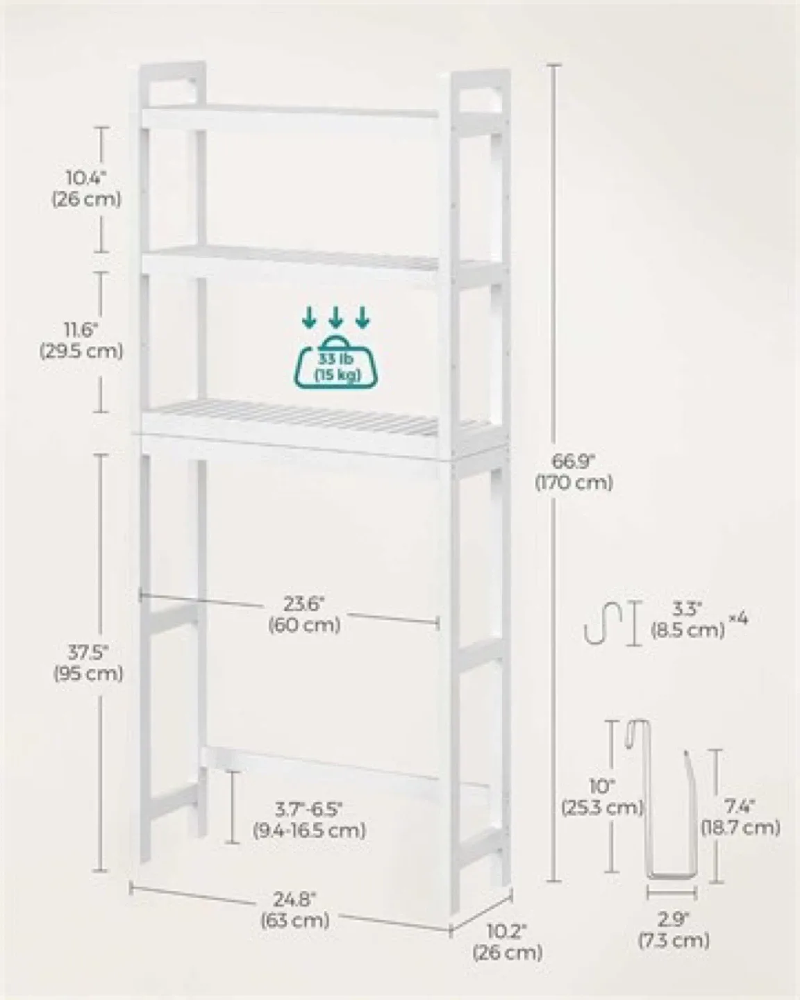 White Over-the-Toilet Storage Shelf image indicator(2)