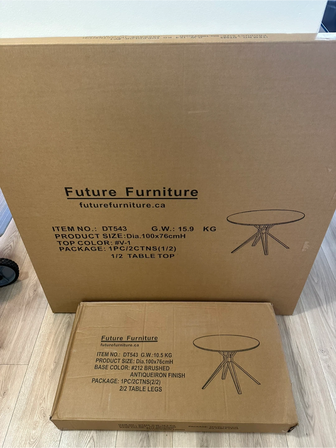 Brand new in box walnut round dining table 39"