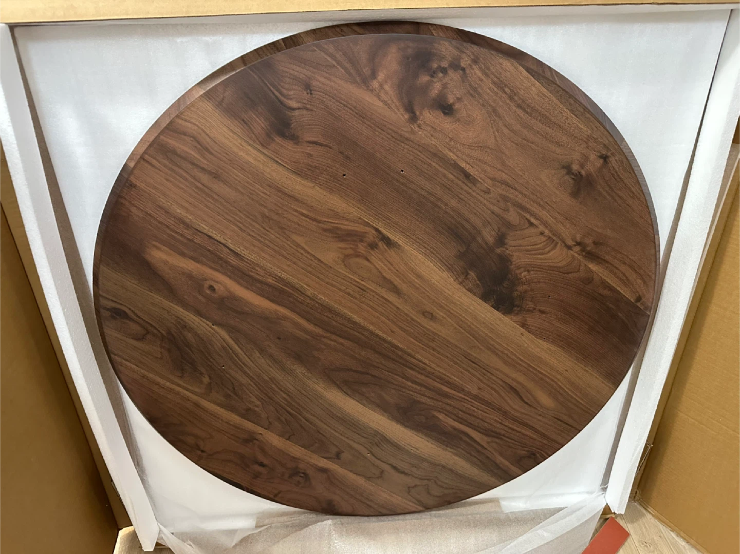 Brand new in box walnut round dining table 39" - photo 2