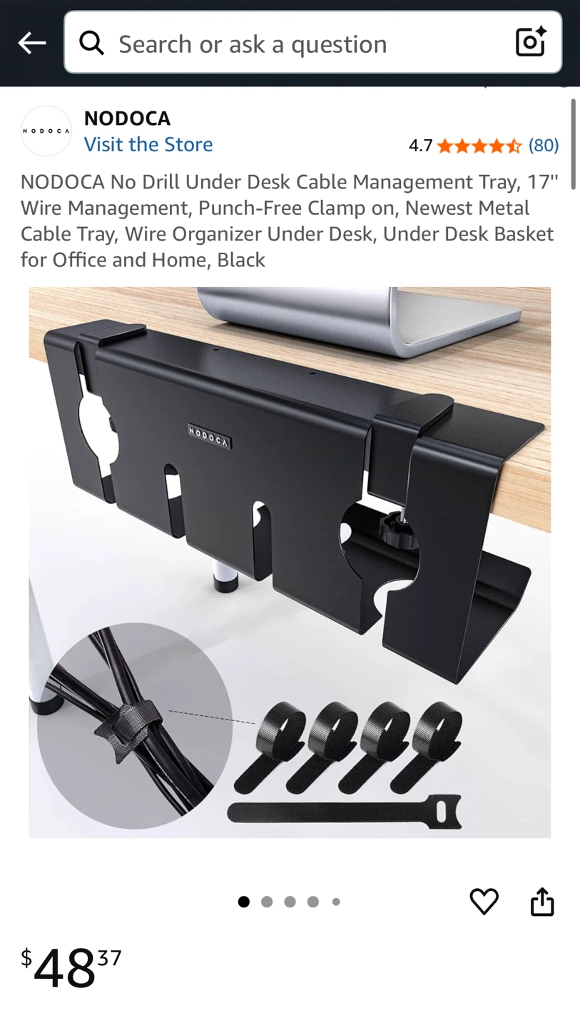 NODOCA Cable Management Tray, Black - photo 2