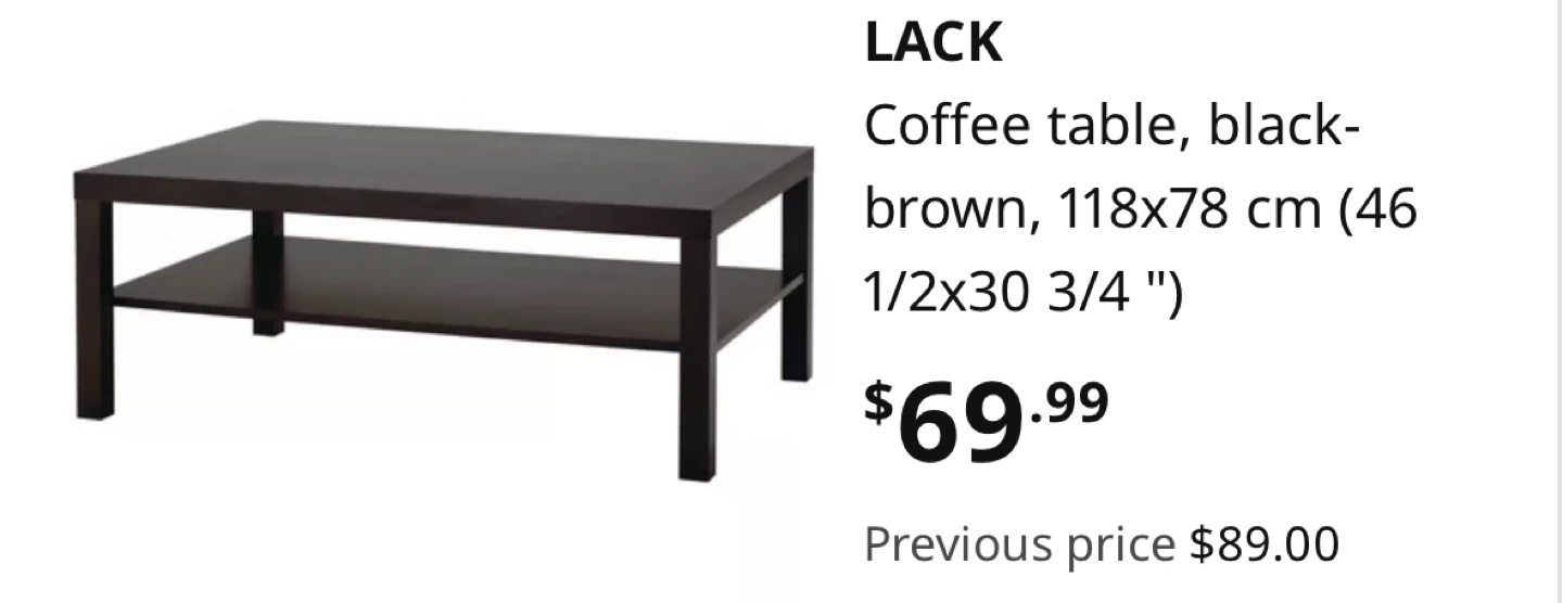 IKEA LACK Coffee Table - Black-Brown