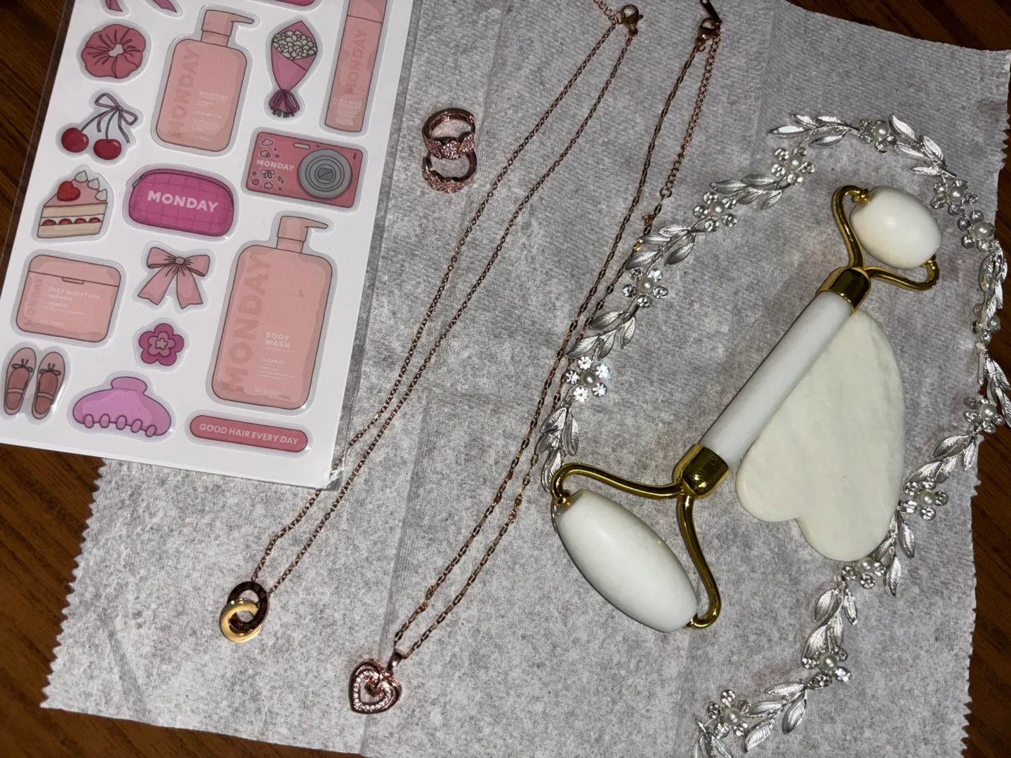 Necklaces, Ring, Jade Roller & Gua Sha Set