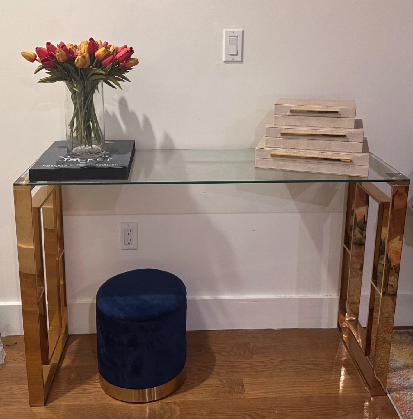 Gold & Glass Console Table