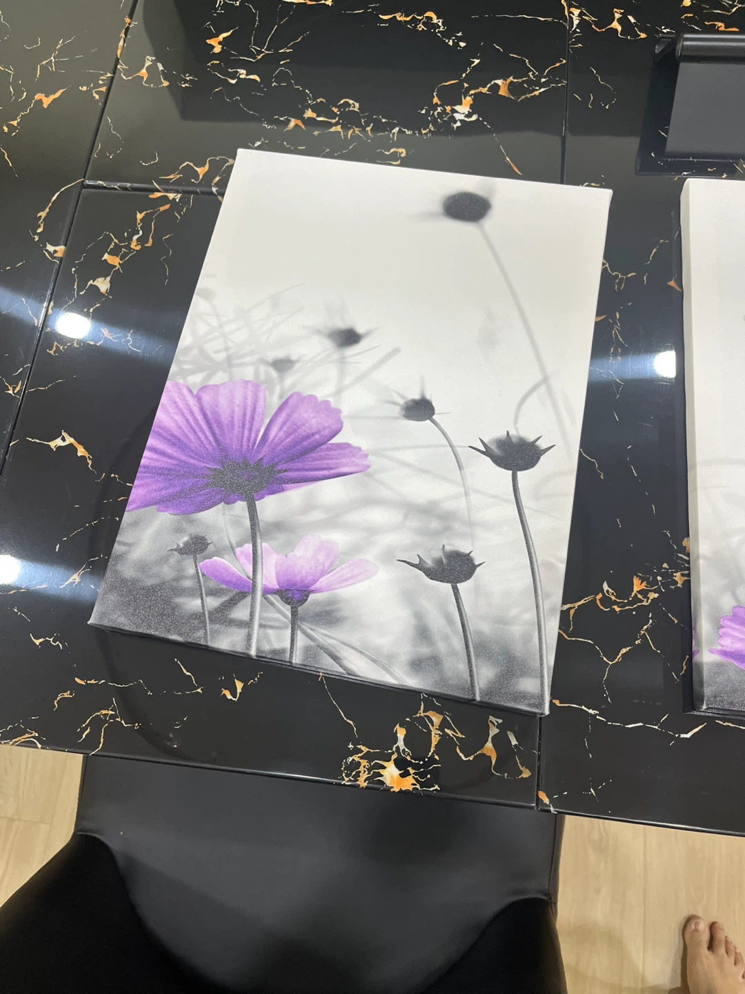 3 Piece Floral Canvas Wall Art - Purple - photo 3