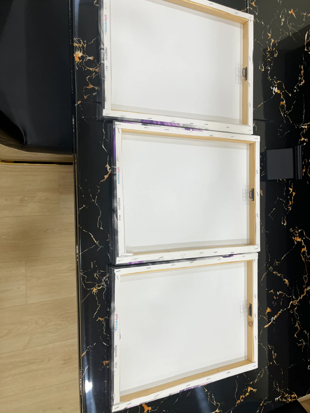 3 Piece Floral Canvas Wall Art - Purple - photo 5