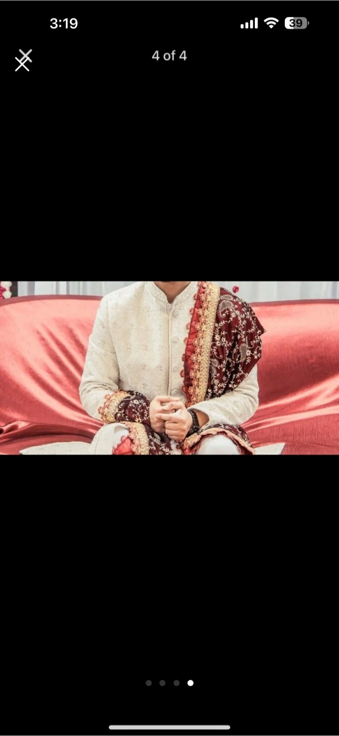 Men's Cream Sherwani Outfit with Turban - photo 3