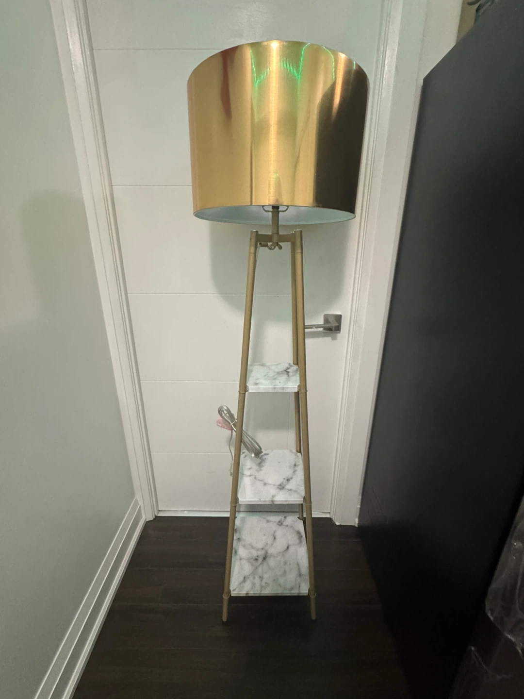 Gold Floor Lamp with Marble Shelves - photo 3