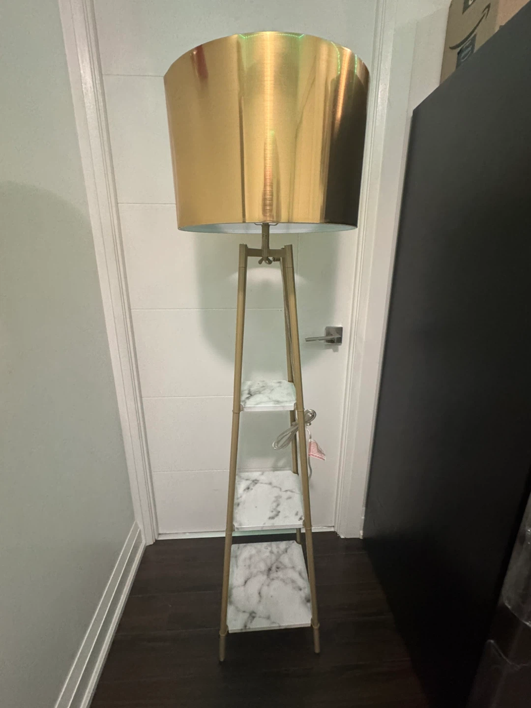 Gold Floor Lamp with Marble Shelves - photo 2