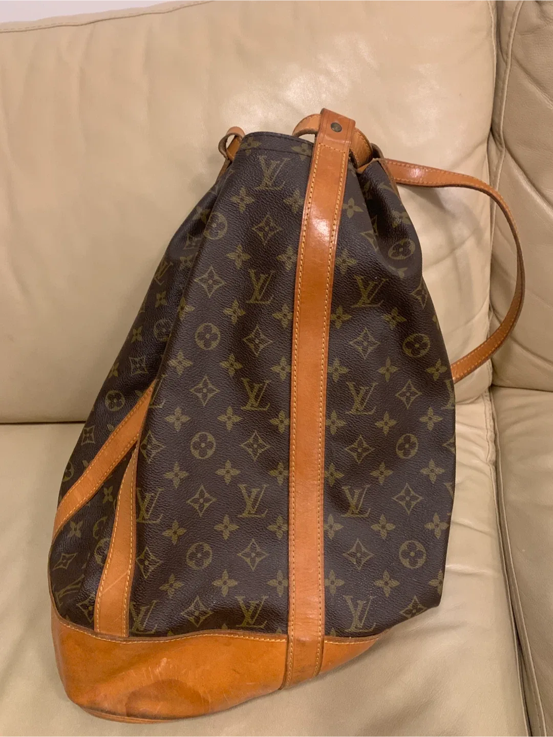 Vintage Louis Vuitton Monogram Canvas Leather Tote Bag thumbnail
