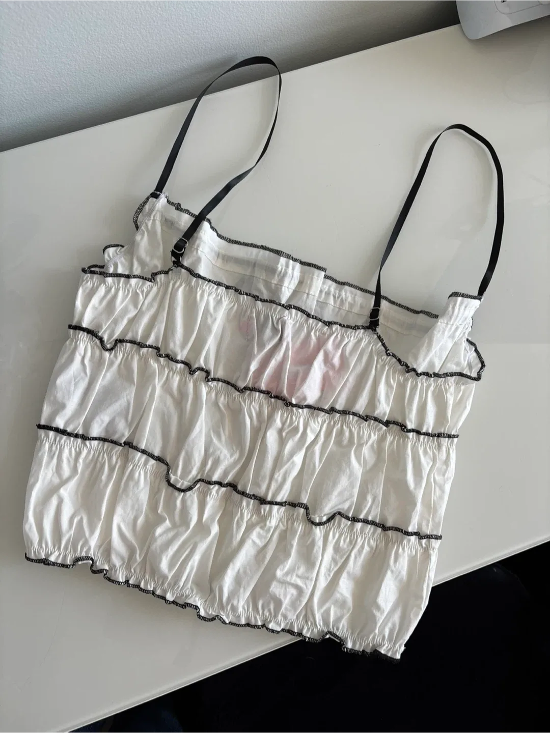 NWT Edikted | White Ruffle Top - M image indicator(3)