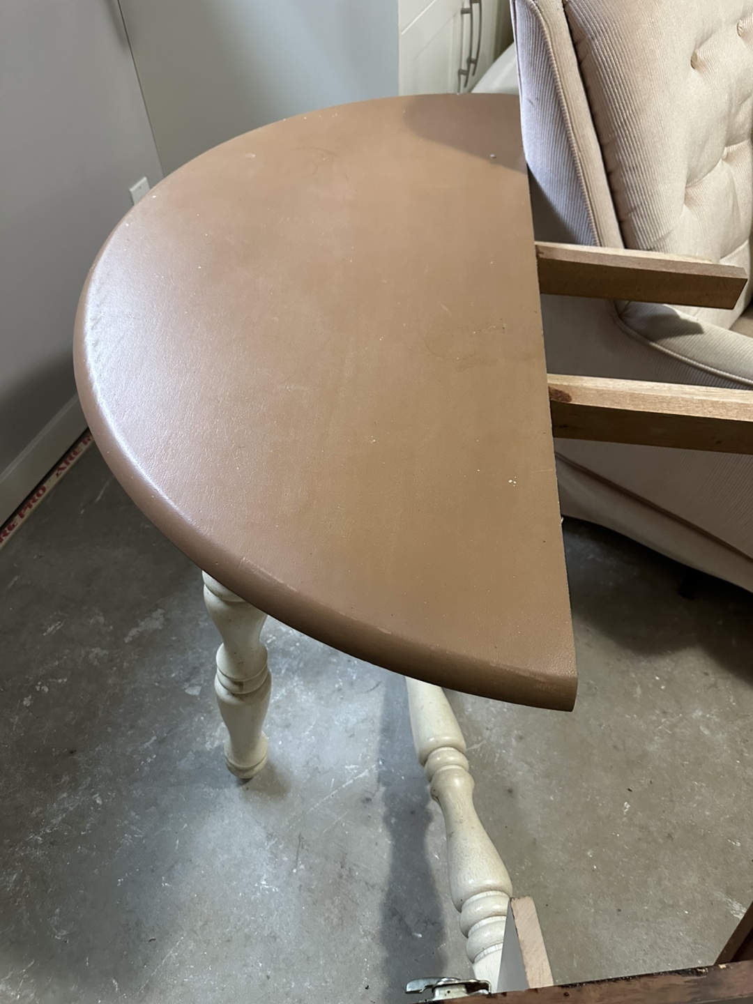 Brown Half-Round Table