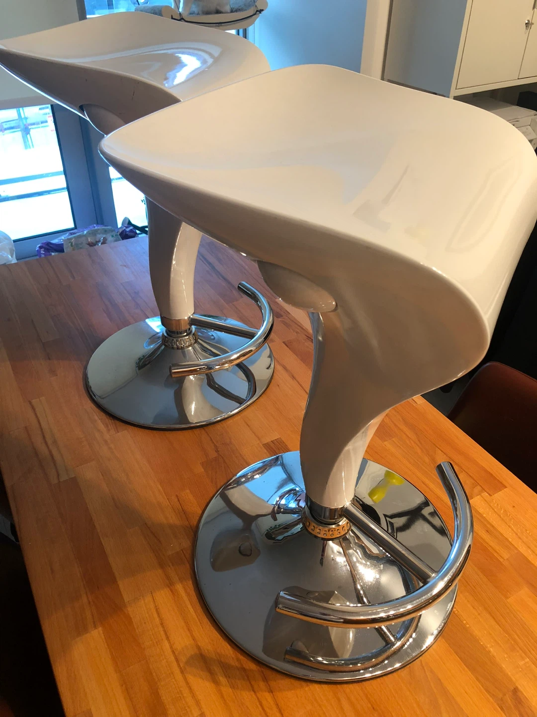 Modern White Bar Stools - Set of 2