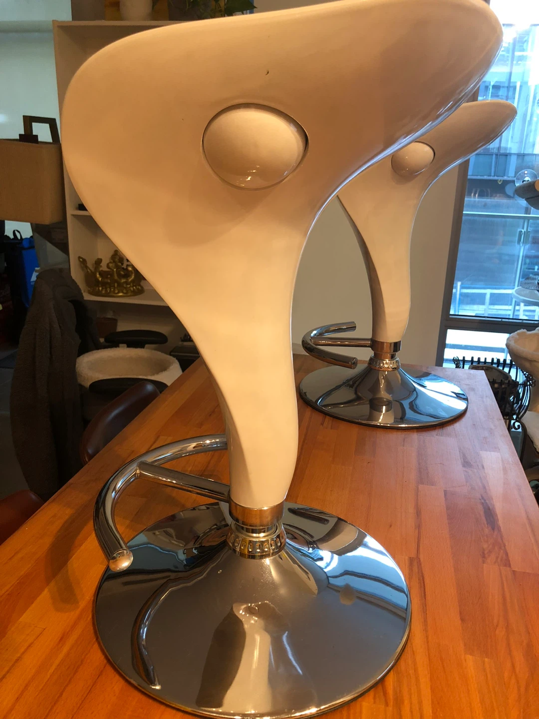 Modern White Bar Stools - Set of 2 - photo 2