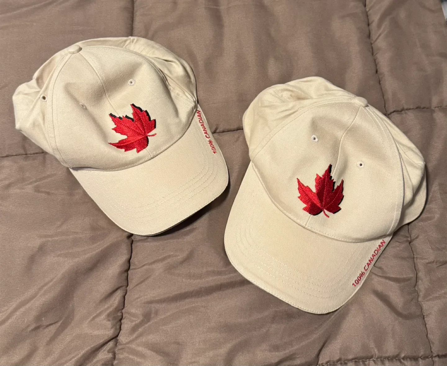 Beige Canadian Maple Leaf Baseball Cap Hat thumbnail