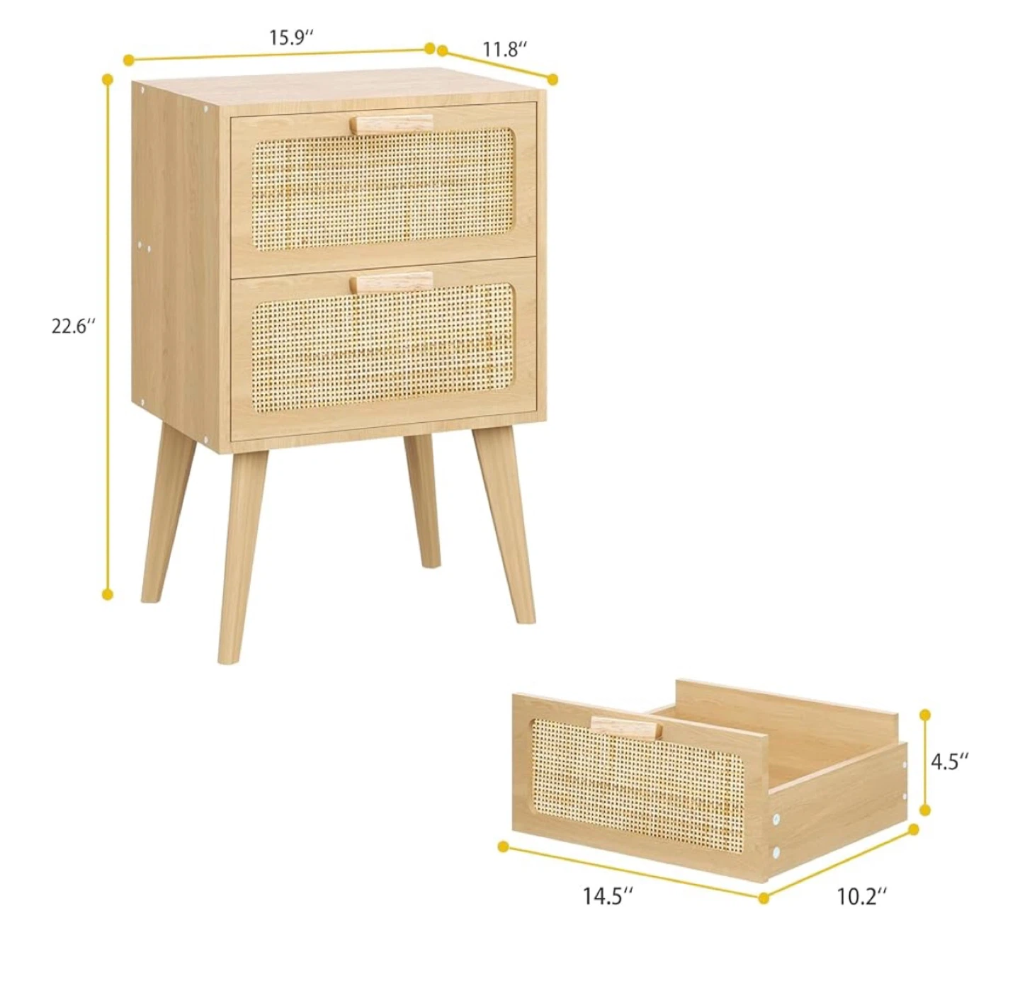 Rattan Nightstand with 2 Drawers (set of 2) - photo 3