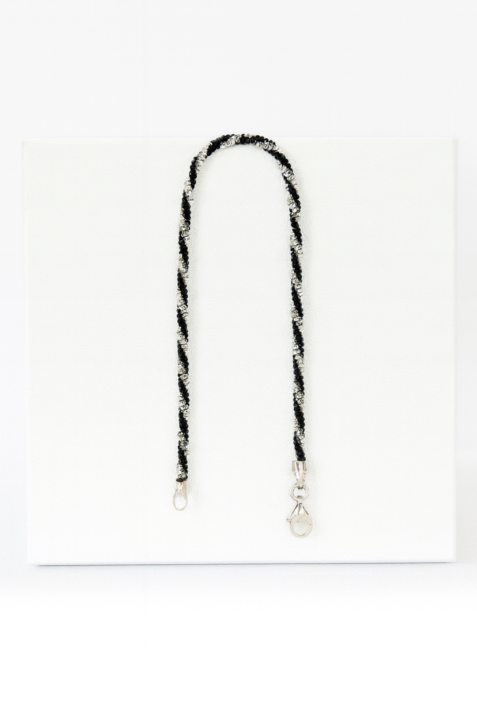 925 Silver & black rhodium twisted rock bracelet