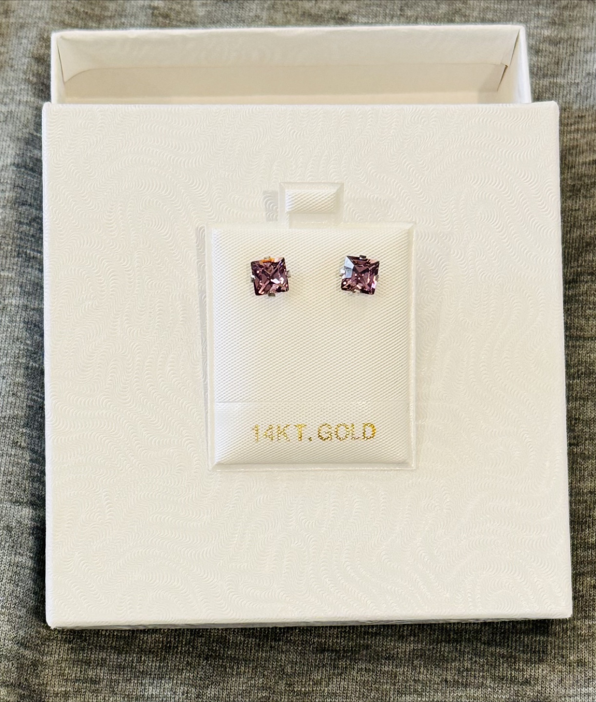 14kt solid white Gold & pink sapphire Stud Earrings
