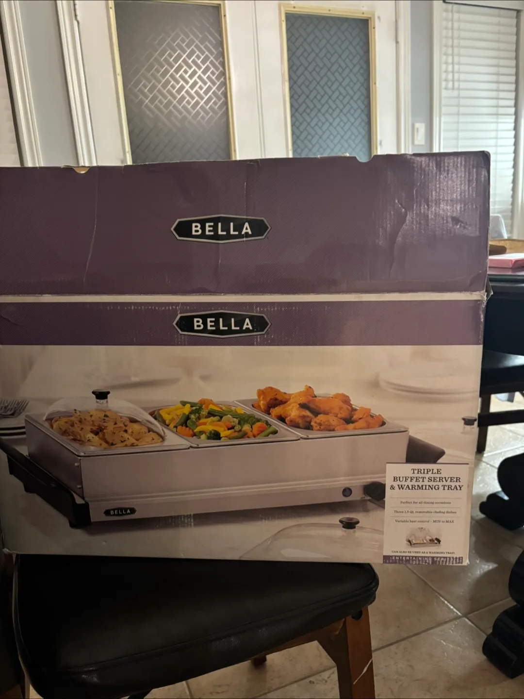 Bella Triple Buffet Server & Warming Tray - New in Box! image indicator(3)