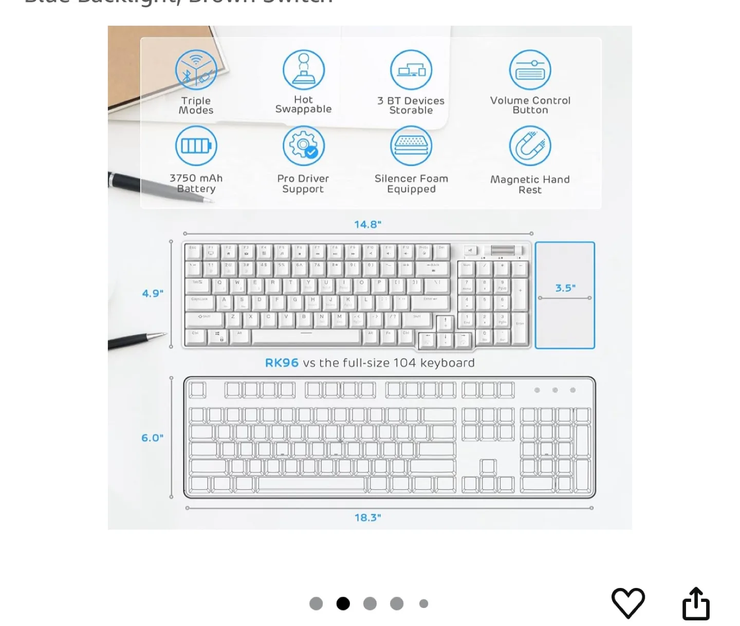 RK Royal Kludge RK96 White Keyboard image indicator(3)