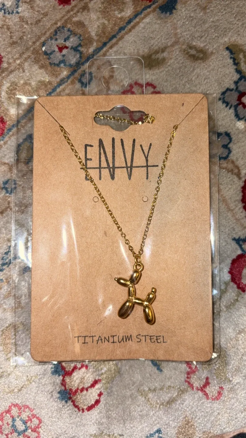Envy Titanium Steel Balloon Dog Necklace - Gold thumbnail