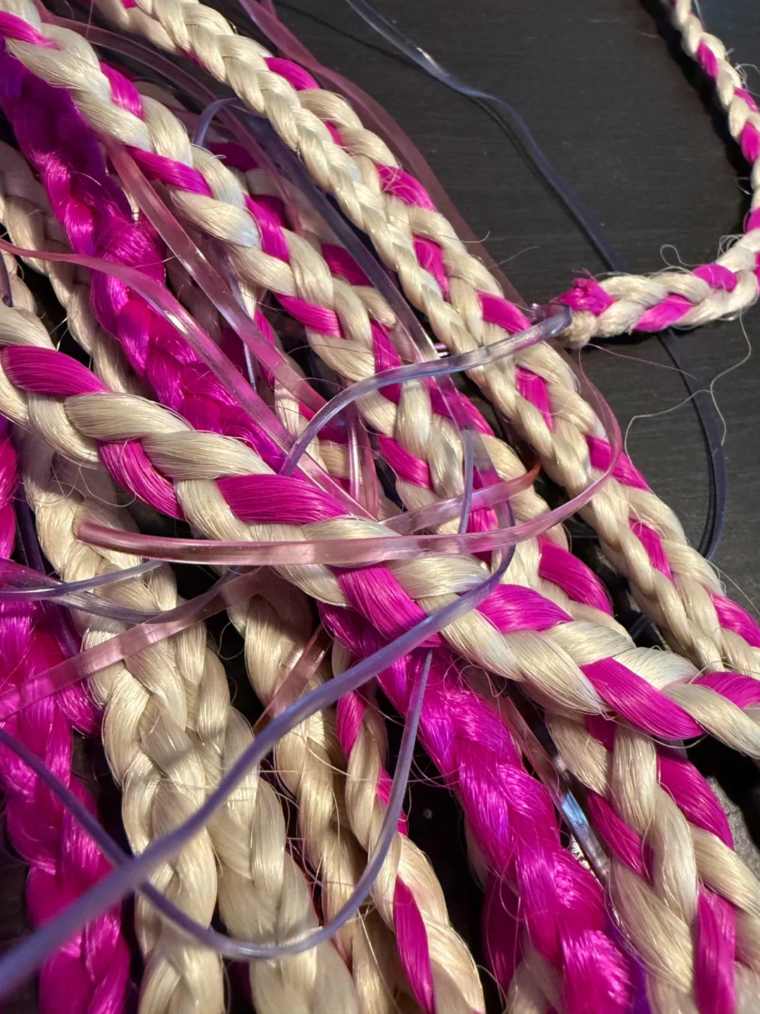 Pink & White Braided Hair Extensions image indicator(3)