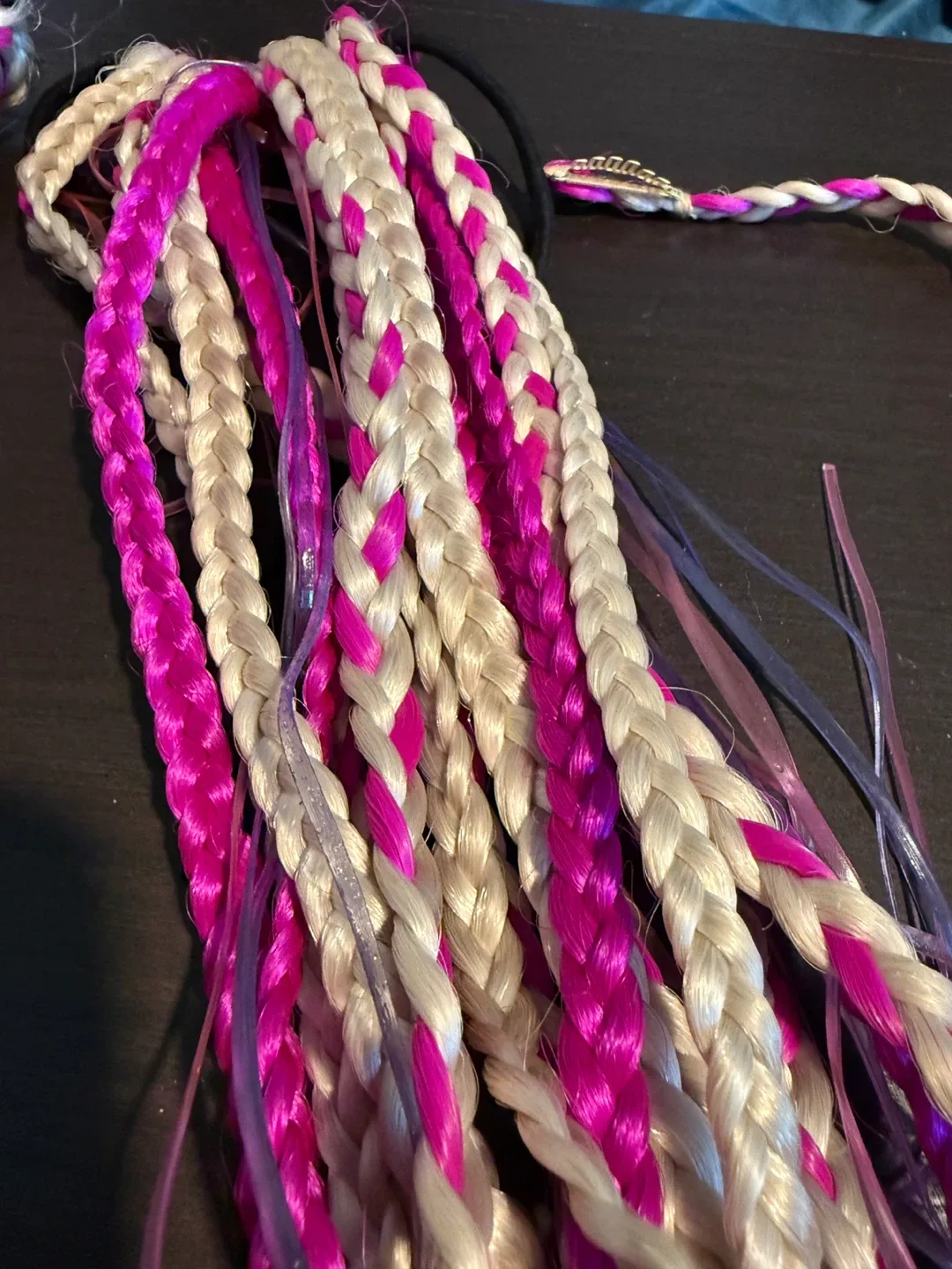 Pink & White Braided Hair Extensions image indicator(2)