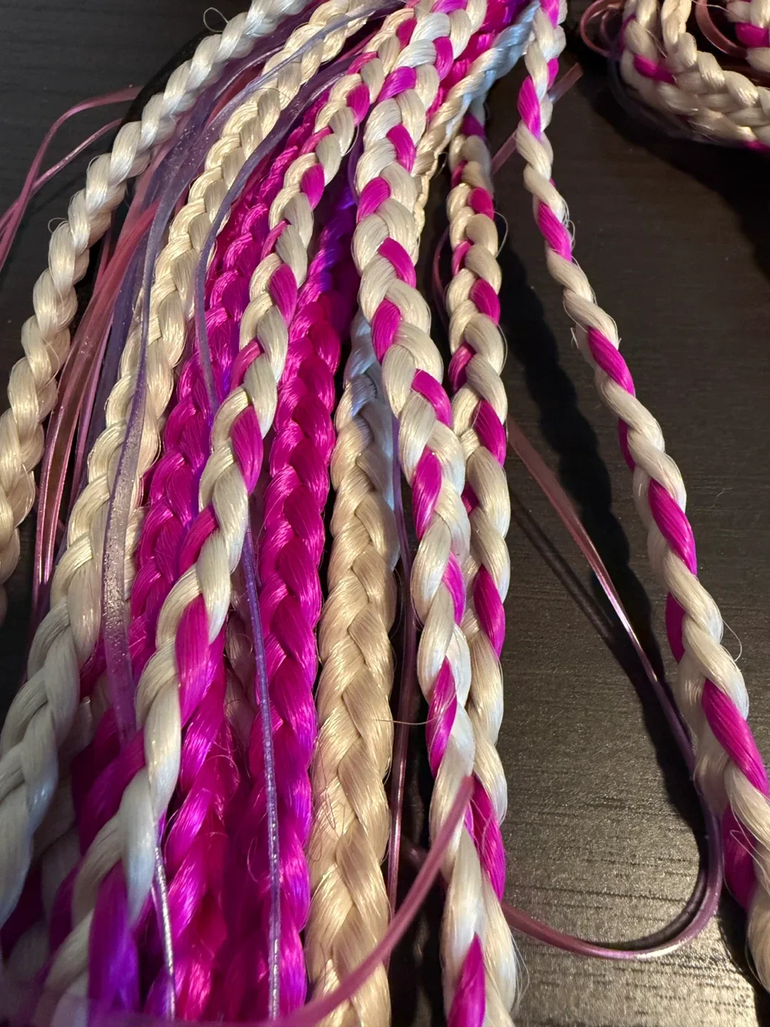 Pink & White Braided Hair Extensions thumbnail