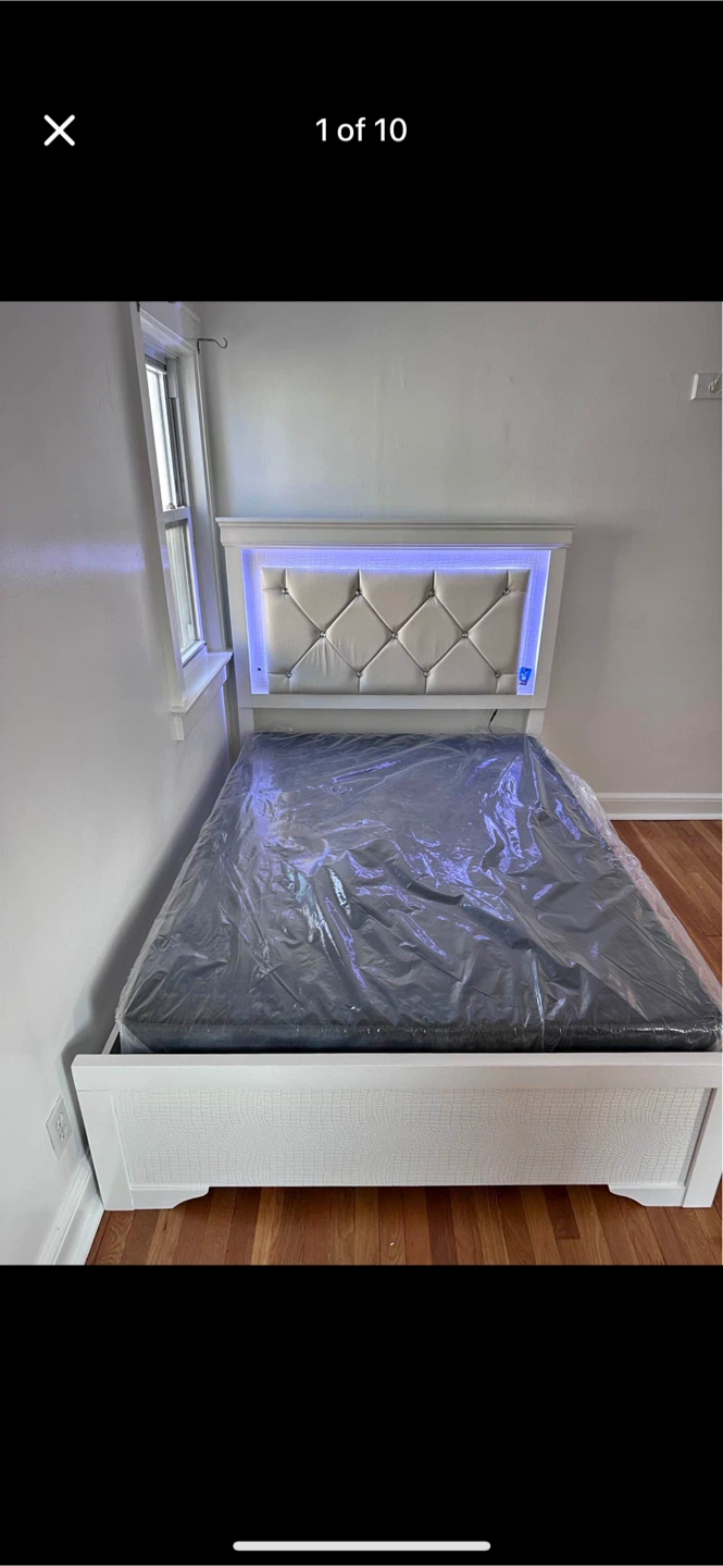 Bed frame with LED lights