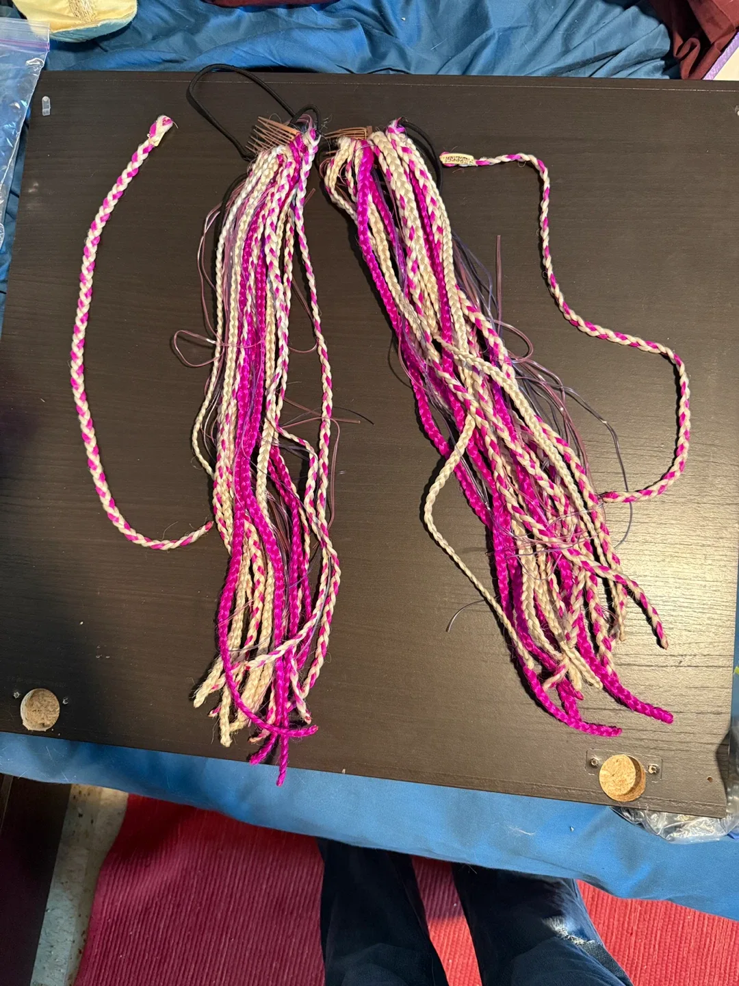 Pink & White Braided Hair Extensions image indicator(4)