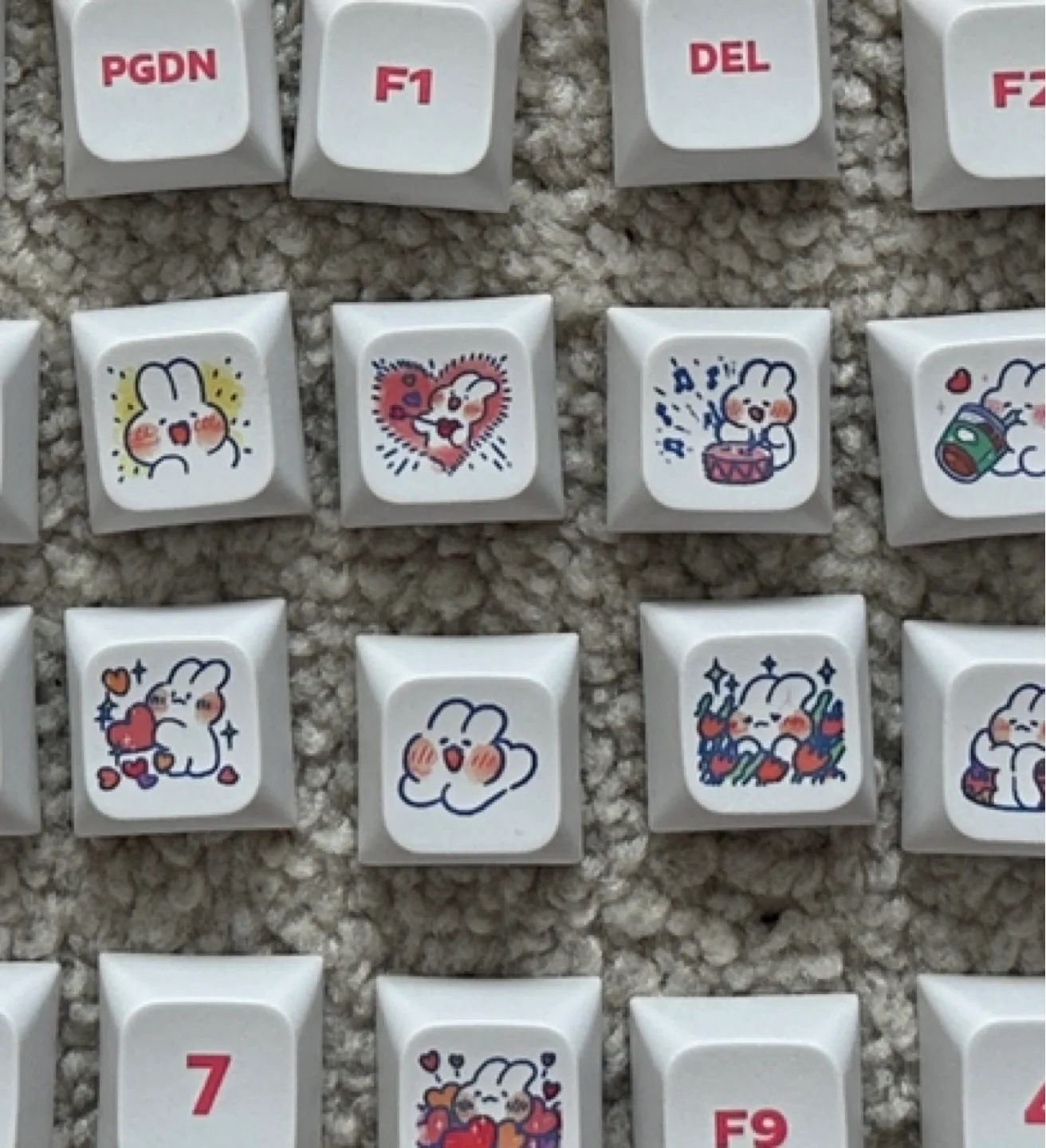 CUSTOM Cute Pink & White misc Keycaps thumbnail
