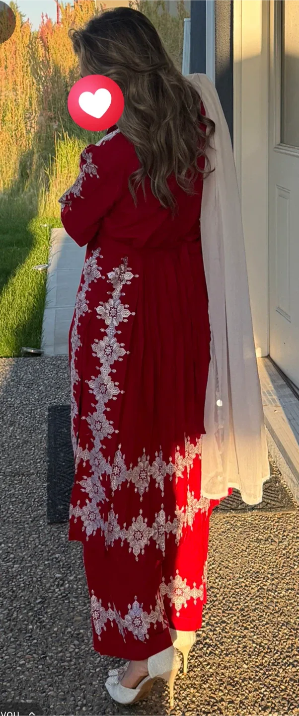 Red Embroidered Shalwar Kameez image indicator(3)