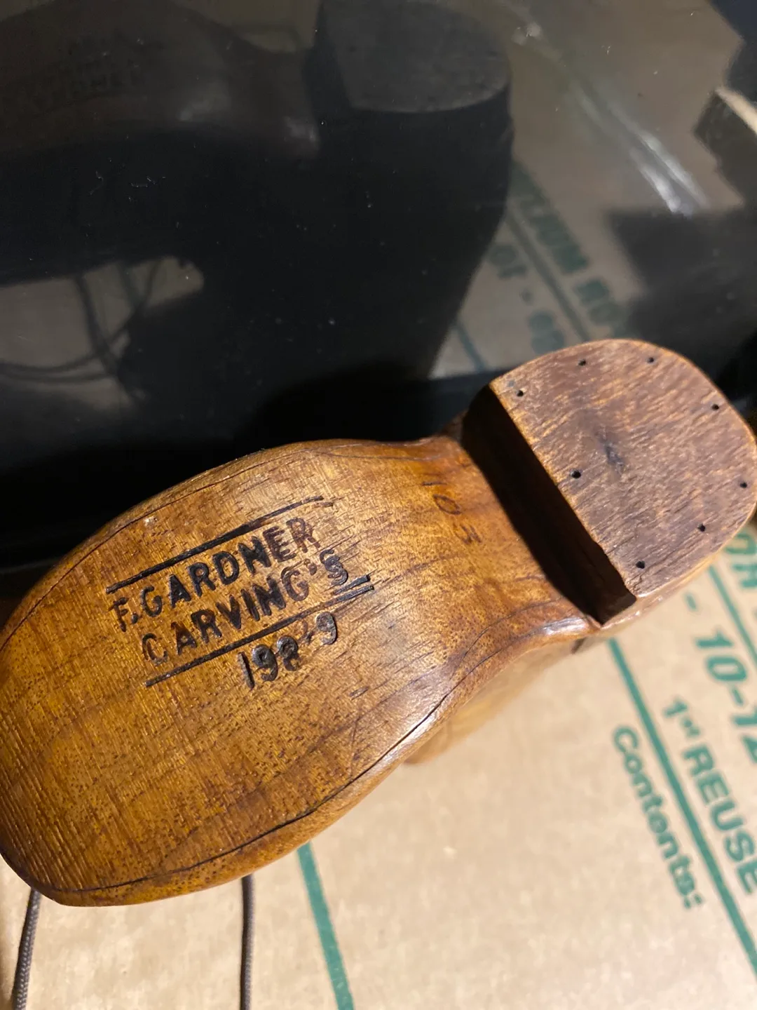 Vintage F. Gardner Carvings Wooden Boot image indicator(2)