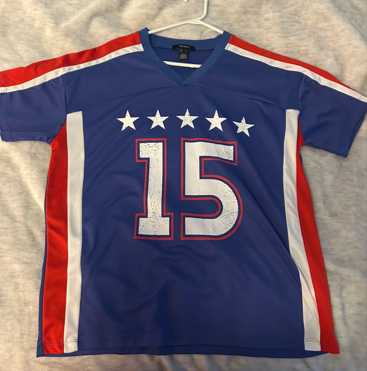 Forever 21 Blue Football Jersey - Size S thumbnail