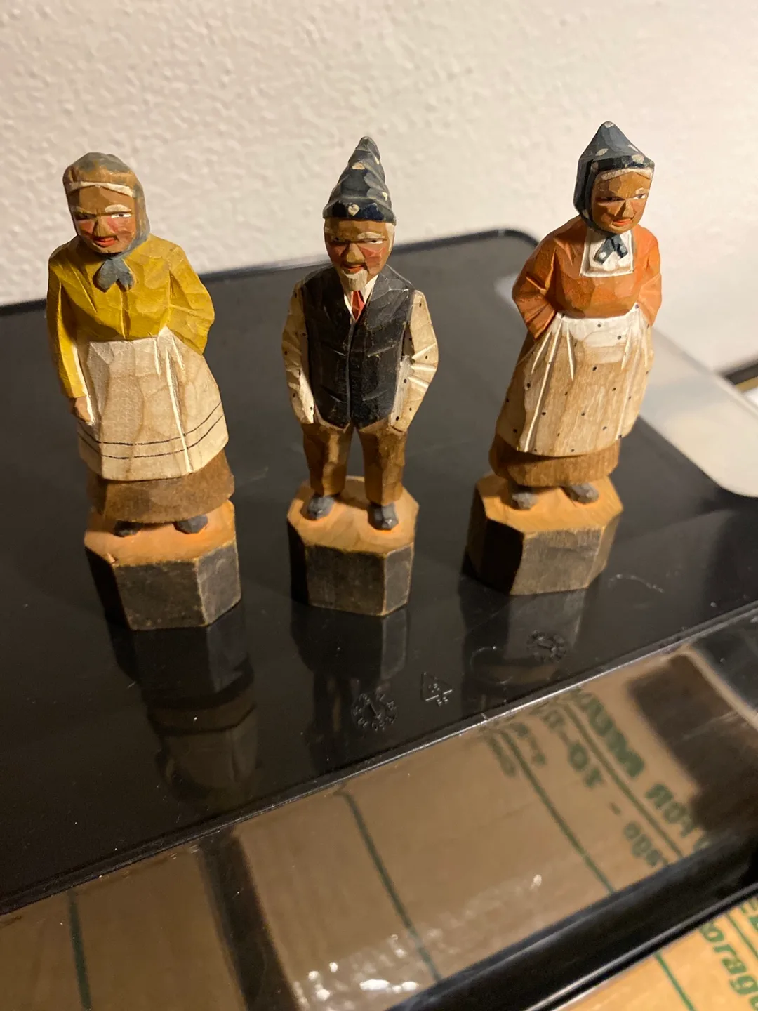 Hand Carved Wooden Figurines - Set of 3 thumbnail