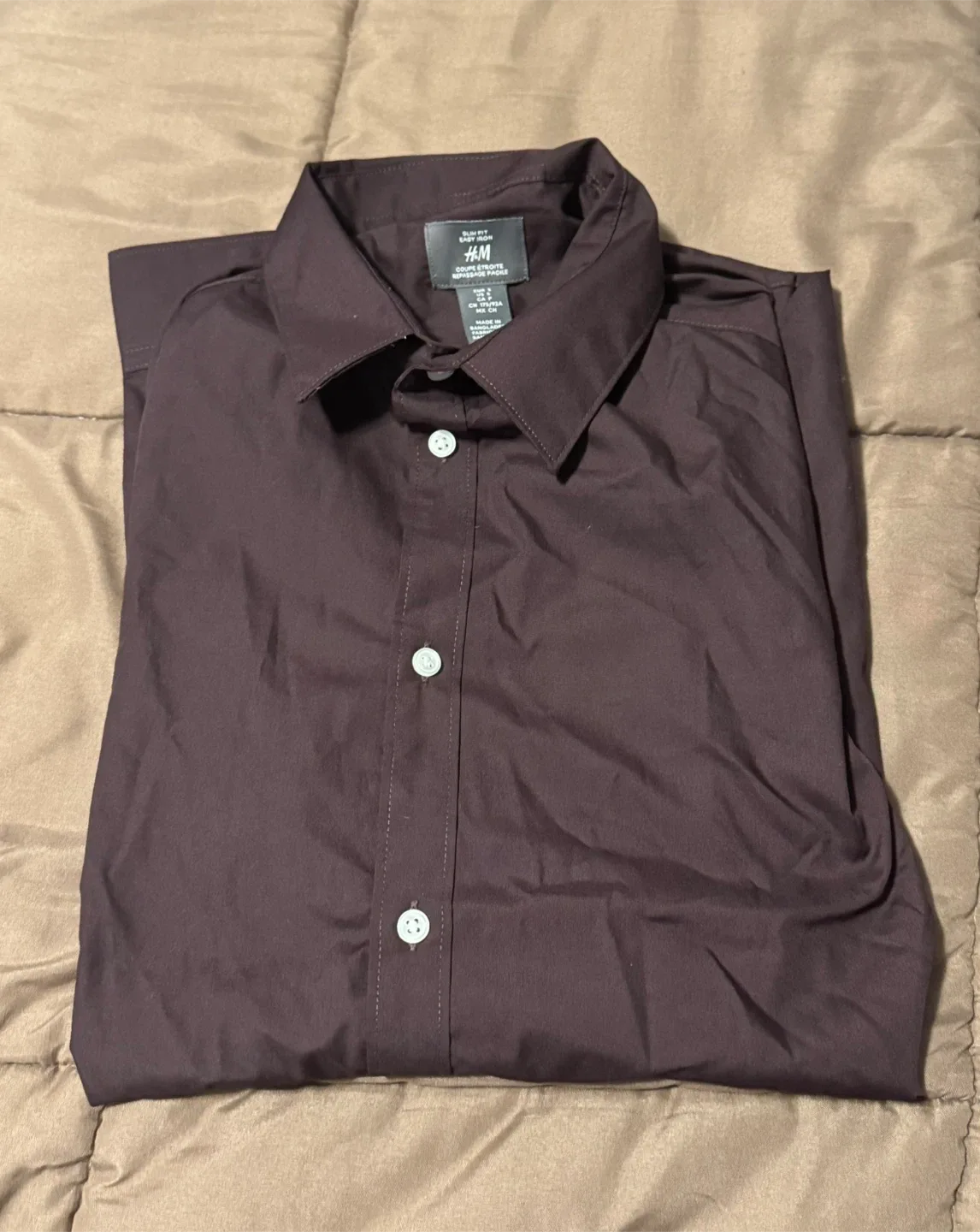 H&M Dark Red Collared Shirt thumbnail