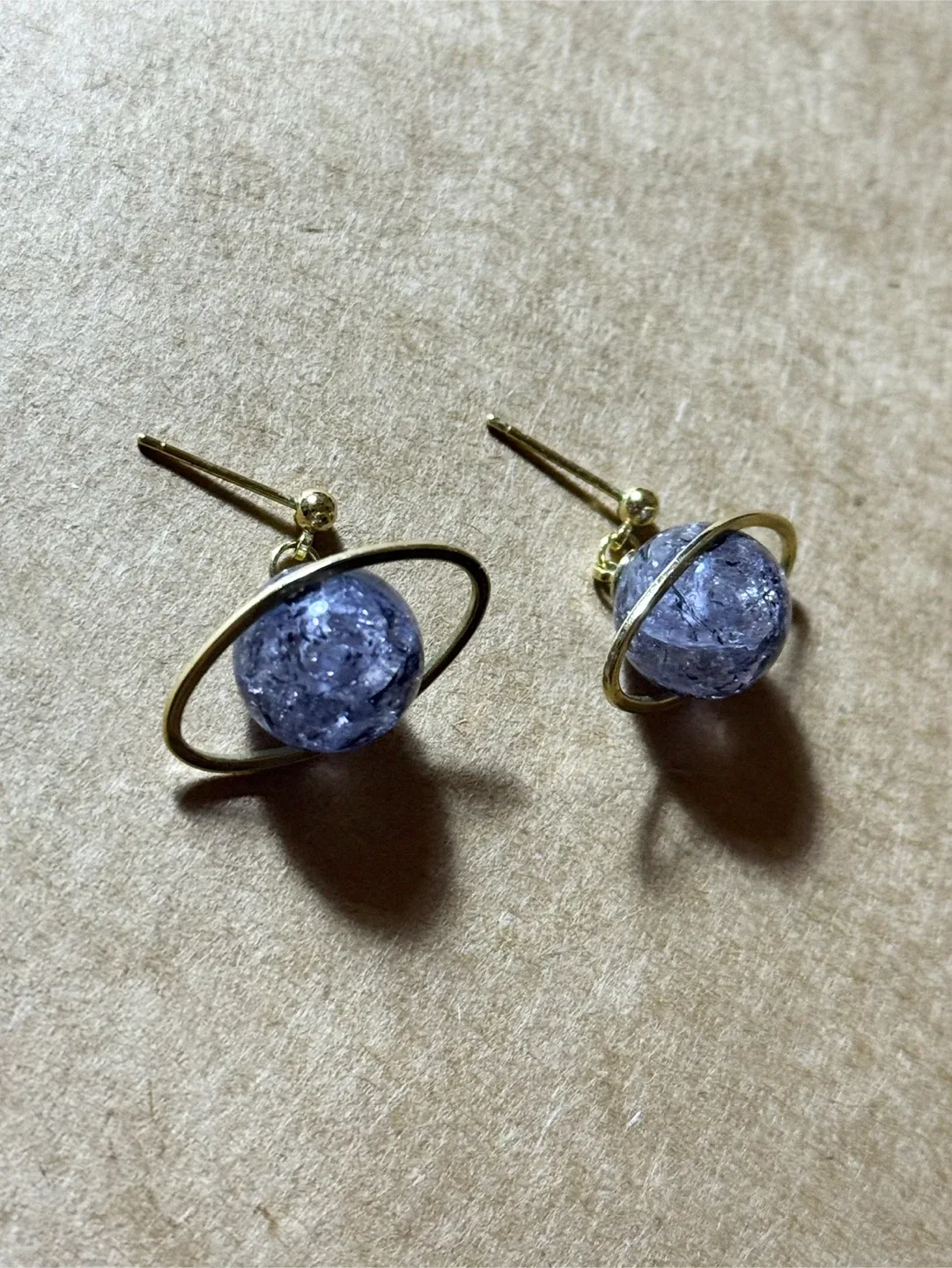Gold Saturn Amethyst Earrings image indicator(2)