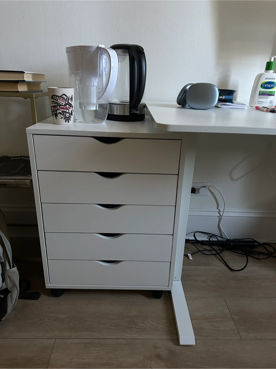 White 5-Drawer Rolling Cart