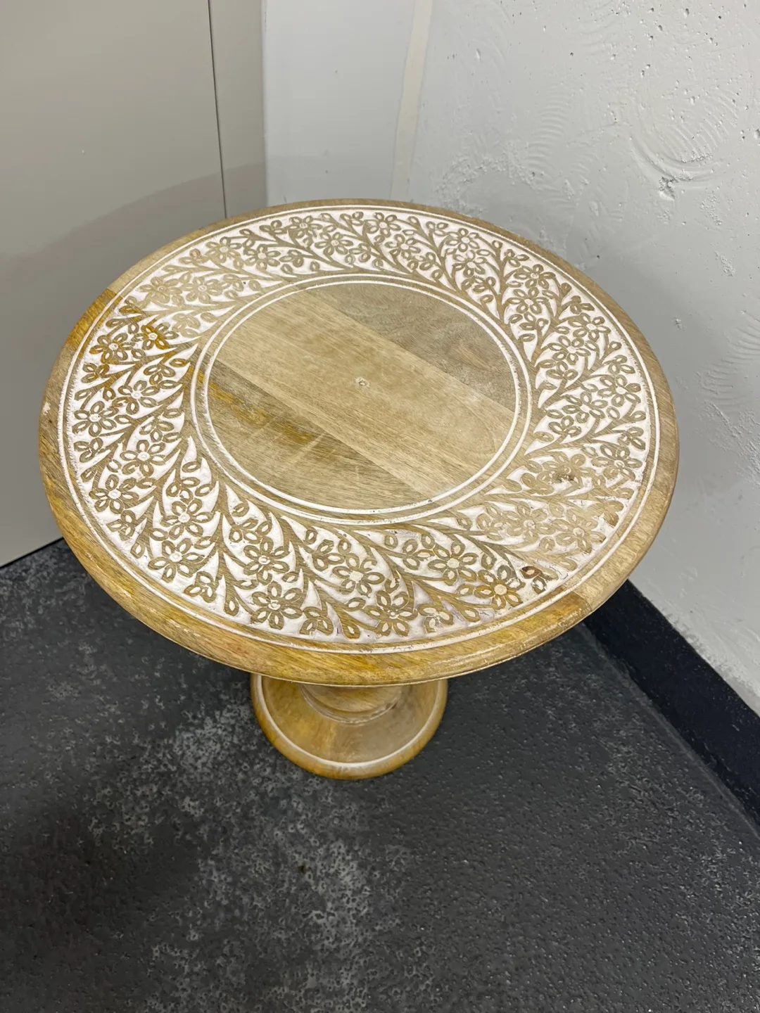 Wooden Pedestal Accent Table image indicator(2)