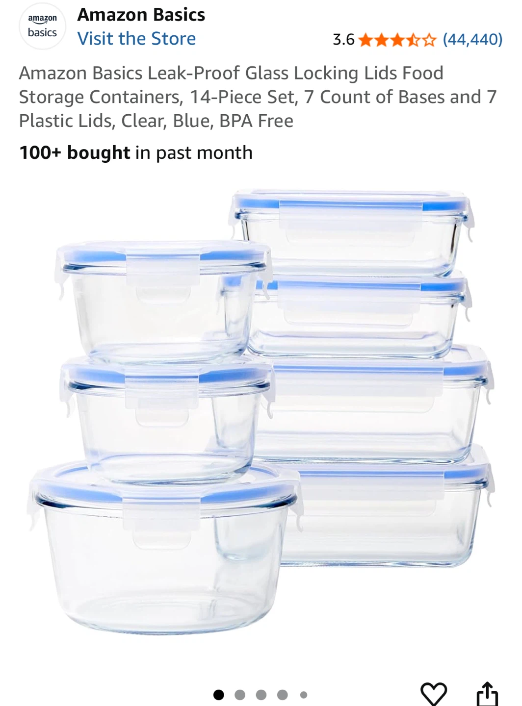 Amazon Basics 14-Piece Glass Food Storage Set