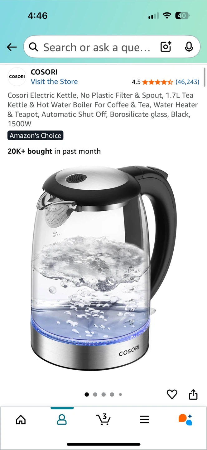 Cosori Electric Kettle 1.7L - Like New!