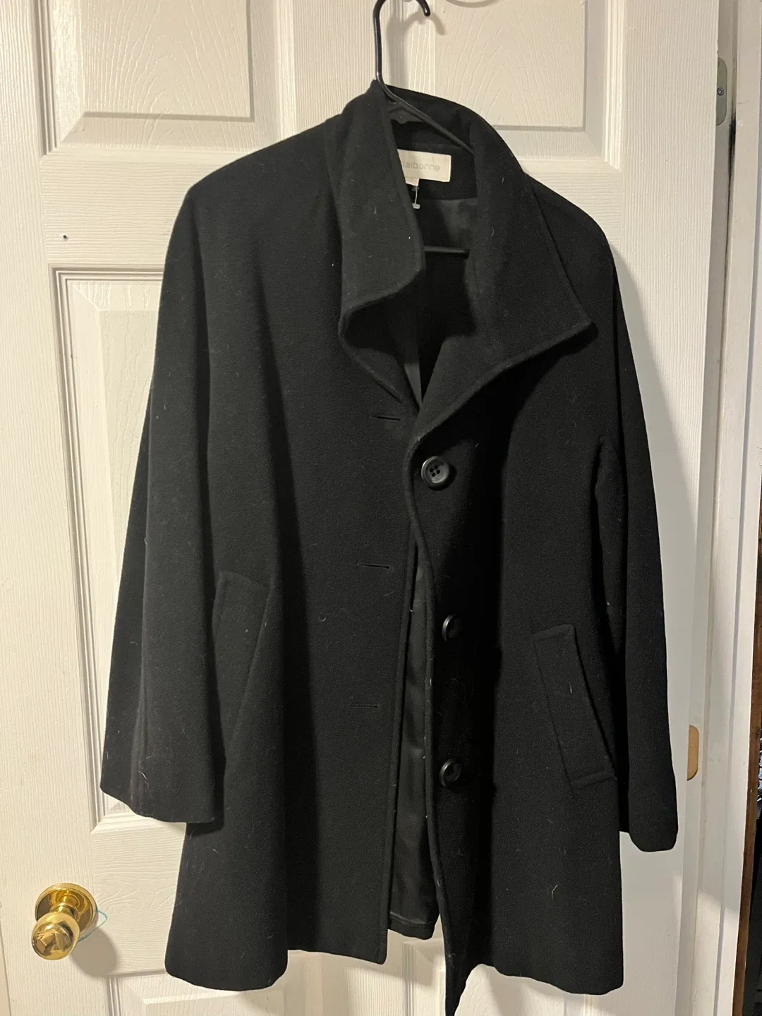 Liz Claiborne Black Wool Blend Coat thumbnail
