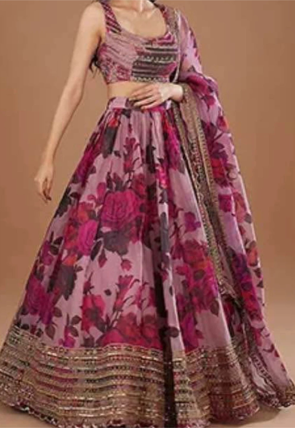 Pink Floral Lehenga