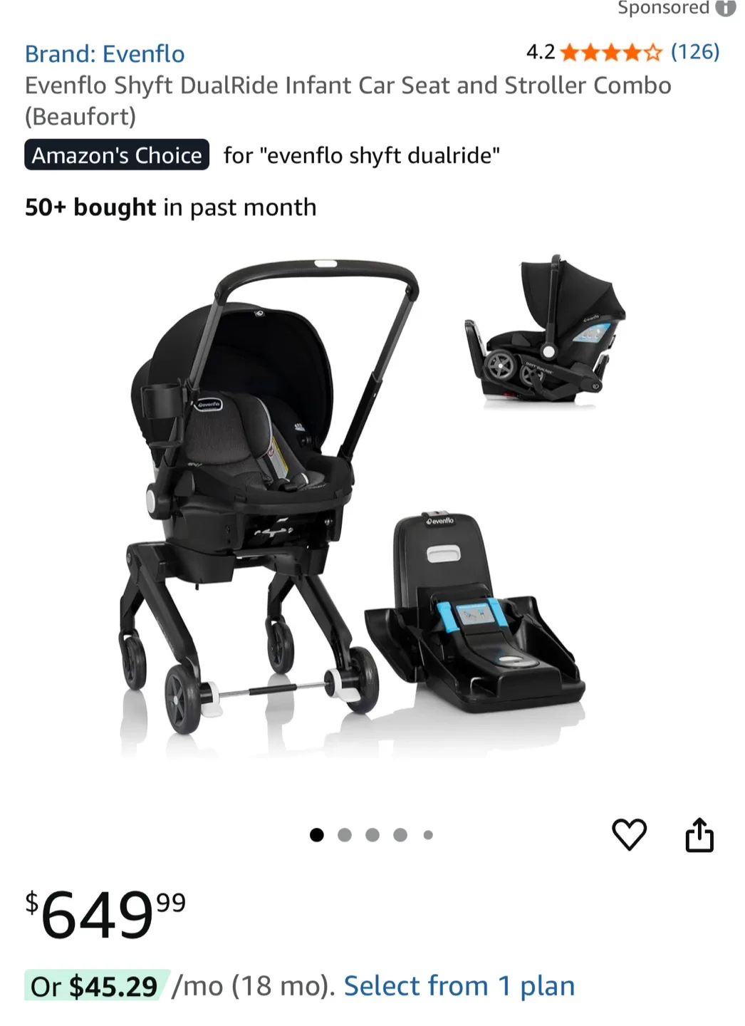 Evenflo Shyft DualRide Infant Car Seat & Stroller thumbnail